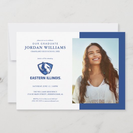 Oostelijk Illinois Panthers Head en Wordmark Logo Aankondiging (Voorkant)