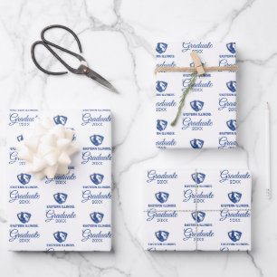 Oostelijk Illinois Panthers Head en Wordmark Logo Inpakpapier Vel