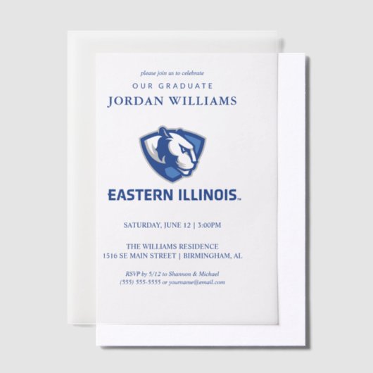 Oostelijk Illinois Panthers Head en Wordmark Logo Vellum Uitnodigingen (Offset)