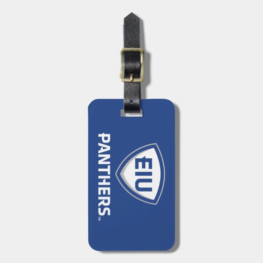 Oostelijk Illinois Panthers Shield & Wordmark Logo Bagagelabel (Voorkant verticaal)