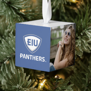 Oostelijk Illinois Panthers Shield & Wordmark Logo Kubus Ornament