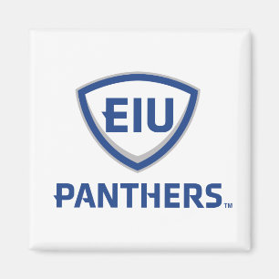 Oostelijk Illinois Panthers Shield & Wordmark Logo Magneet