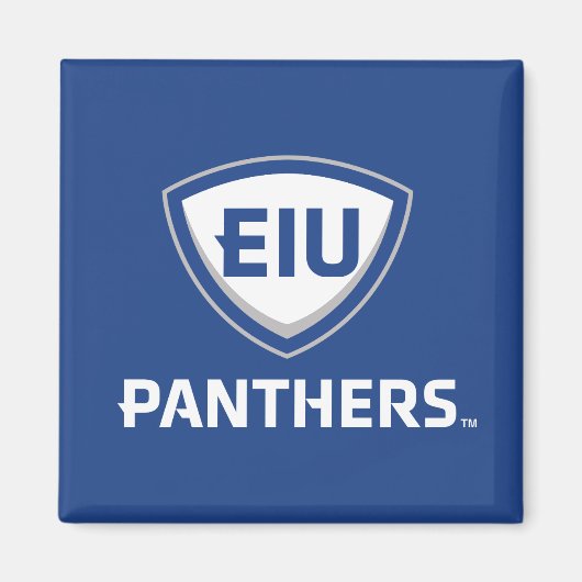 Oostelijk Illinois Panthers Shield & Wordmark Logo Magneet (Voorkant)