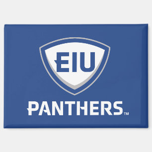 Oostelijk Illinois Panthers Shield & Wordmark Logo Magneet