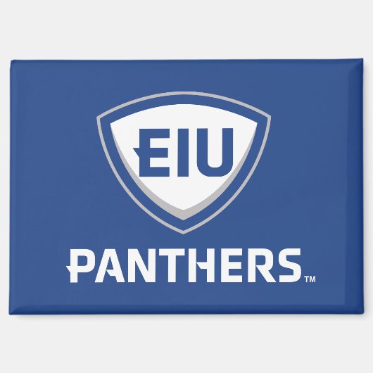 Oostelijk Illinois Panthers Shield & Wordmark Logo Magneet (Voorkant)