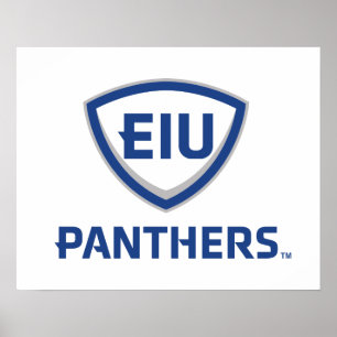 Oostelijk Illinois Panthers Shield & Wordmark Logo Poster