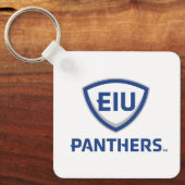Oostelijk Illinois Panthers Shield & Wordmark Logo Sleutelhanger (Voorkant)