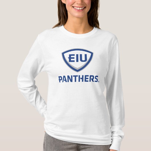 Oostelijk Illinois Panthers Shield & Wordmark Logo T-shirt (Voorkant)