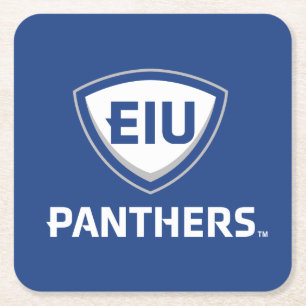 Oostelijk Illinois Panthers Shield & Wordmark Logo Vierkante Kartonnen Onderzetter