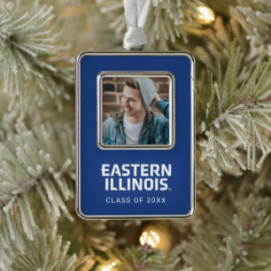 Oostelijk Illinois University Wordmark Logo Verzilverd Kader Ornament