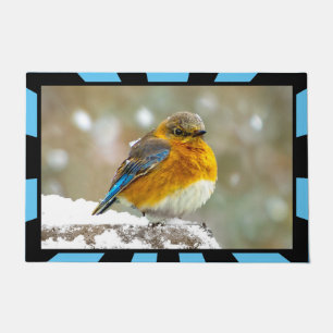 Oostelijke Bluebird in Snow - Originele Foto Deurmat