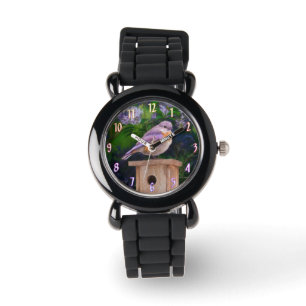 Oostelijke Bluebird in Snow - Originele Foto Horloge