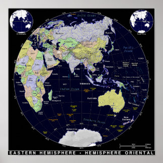 Oostelijke Hemisphere Map Poster