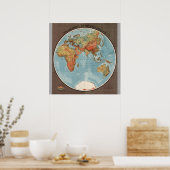 Oostelijke Hemisphere Map Poster (Keuken)