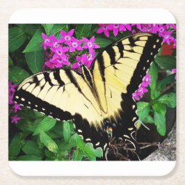 Oostelijke tijger zwaluwstaart vlinder #1 vierkante kartonnen onderzetter