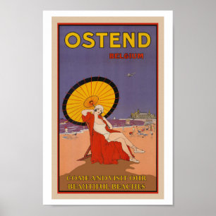 Oostende, België Vintage Travel Poster