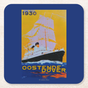 Oostende Dover PosterEurope Vierkante Kartonnen Onderzetter