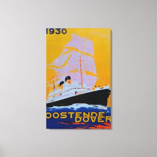 Oostende Dover Vintage PosterEurope Canvas Afdruk (Voorkant)