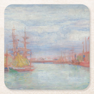 Oostende Harbour van James Ensor (1900) Vierkante Kartonnen Onderzetter