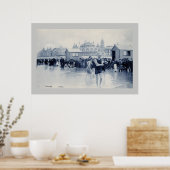  Oostendse badscène, standaardgrootte 36x24 Poster (Keuken)