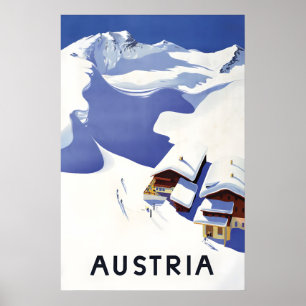 Oostenrijk Alpen Skiposter Vintage Reisprent Poster