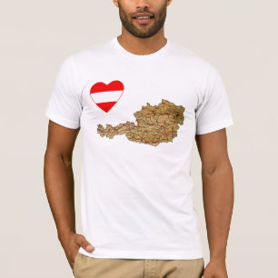 Oostenrijk Flag Heart en Map T-Shirt