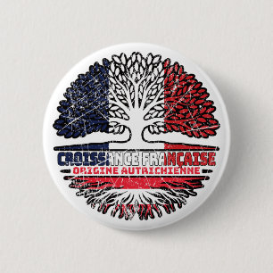 Oostenrijk - Franse boomrootenvlag Ronde Button 5,7 Cm
