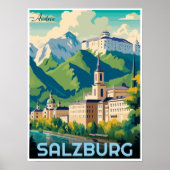Oostenrijk hoofdstad Salzburg skyline Poster (Voorkant)