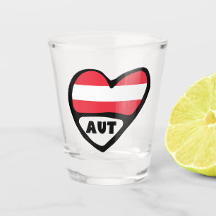Oostenrijk Landcode Vlag Hart AUT Shot Glas