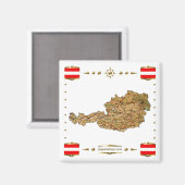Oostenrijk Map + Flags Magnet Magneet (Voorkant / Achterkant)