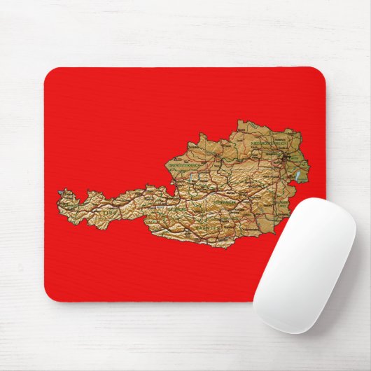 Oostenrijk Map Mousepad Muismat (Met muis)