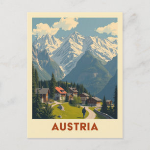  Oostenrijk Mountain Town Travel Toerisme Briefkaart