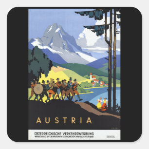 Oostenrijk parade - Oostenrijk - Vintage Travel Vierkante Sticker