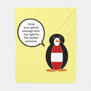 Oostenrijk pratende mevrouw pinguïn gepersonalisee fleece deken