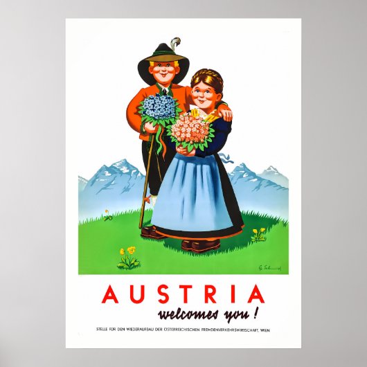 Oostenrijk Reisposter Retro Alpine Poster (Voorkant)