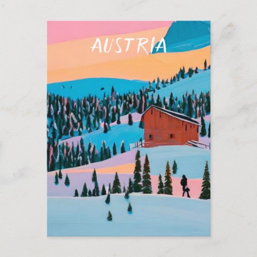 Oostenrijk ski briefkaart (Voorkant)