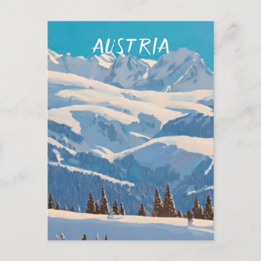 Oostenrijk ski briefkaart (Voorkant)