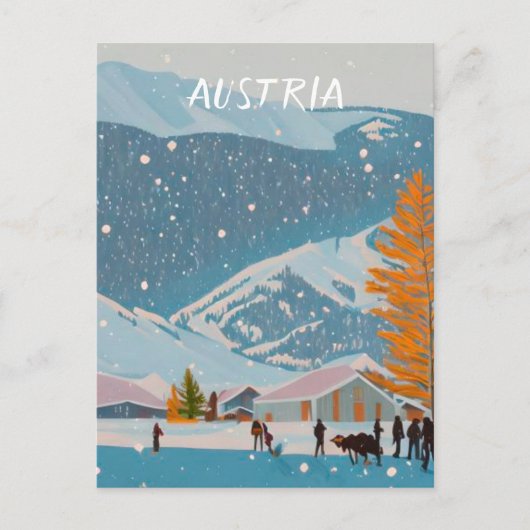Oostenrijk ski briefkaart (Voorkant)