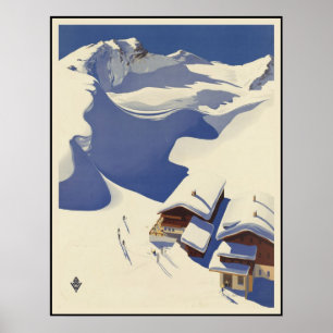 Oostenrijk Ski ligt in de Alpen Poster