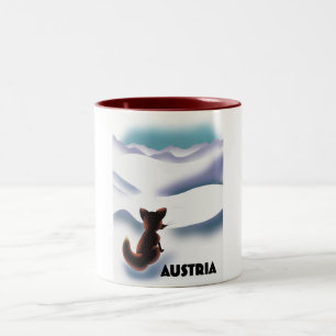 Oostenrijk Ski-reisposter Tweekleurige Koffiemok