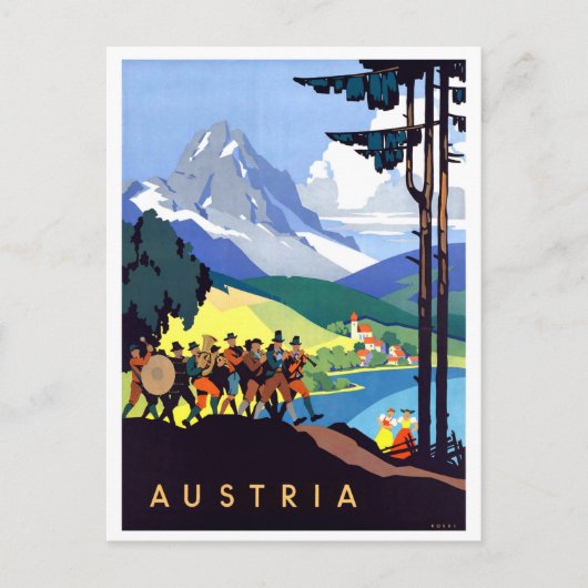 Oostenrijk, vakantie in Alpen, Vintage Briefkaart (Voorkant)