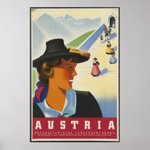 Oostenrijk Vintage Travel Poster en Retro Prints