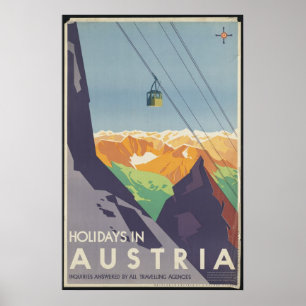Oostenrijk Vintage Travel Poster en Retro Prints