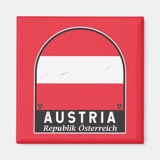 Oostenrijk vlag Embleem  Magneet (Voorkant)