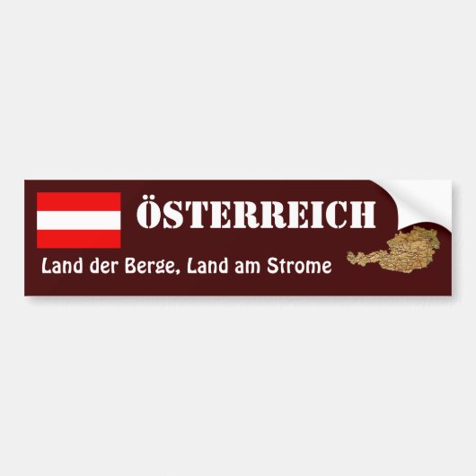 Oostenrijk vlag + kaart Bumpersticker (Voorkant)