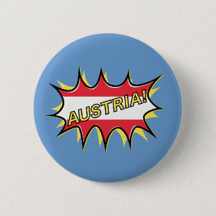 Oostenrijk Vlag Kapow Comic Style Star Ronde Button 5,7 Cm