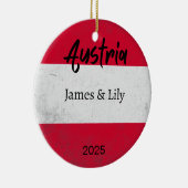 Oostenrijk Vlag Ornament, gepersonaliseerd Oostenr Keramisch Ornament (Rechts)