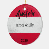 Oostenrijk Vlag Ornament, gepersonaliseerd Oostenr Keramisch Ornament (Links)