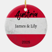 Oostenrijk Vlag Ornament, gepersonaliseerd Oostenr Keramisch Ornament (Achterkant)