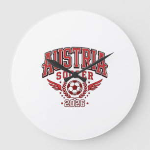 Oostenrijk Voetbal 2026 Voetbal Vet Land Typografi Grote Klok